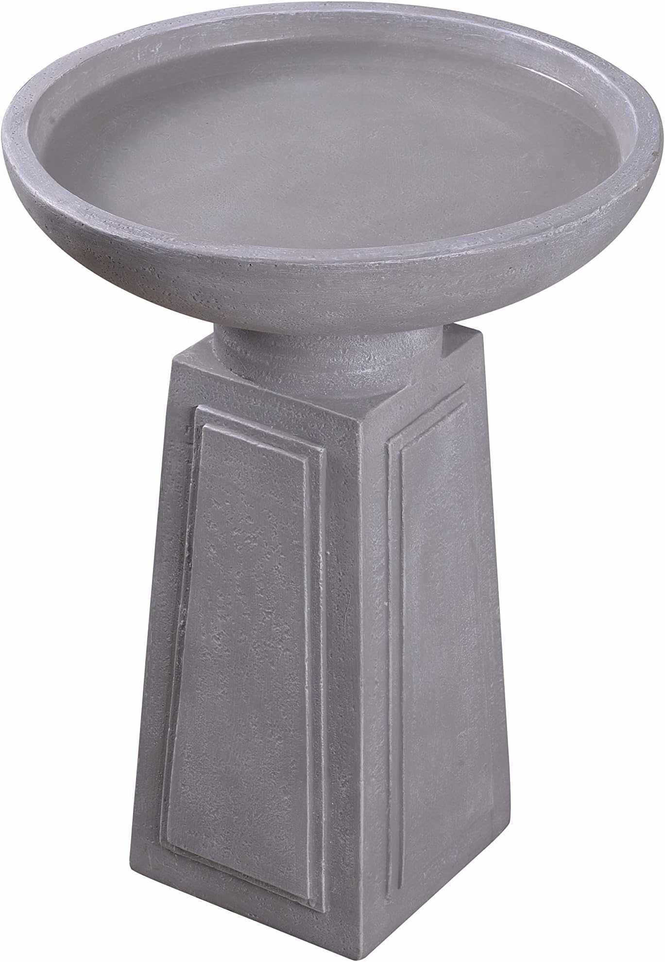 Kenroy Home 51050CON Pedestal Outdoor Bird Bath with Gray Finish, Classic Style, 21.5" Height, 16" Width, 16" Depth