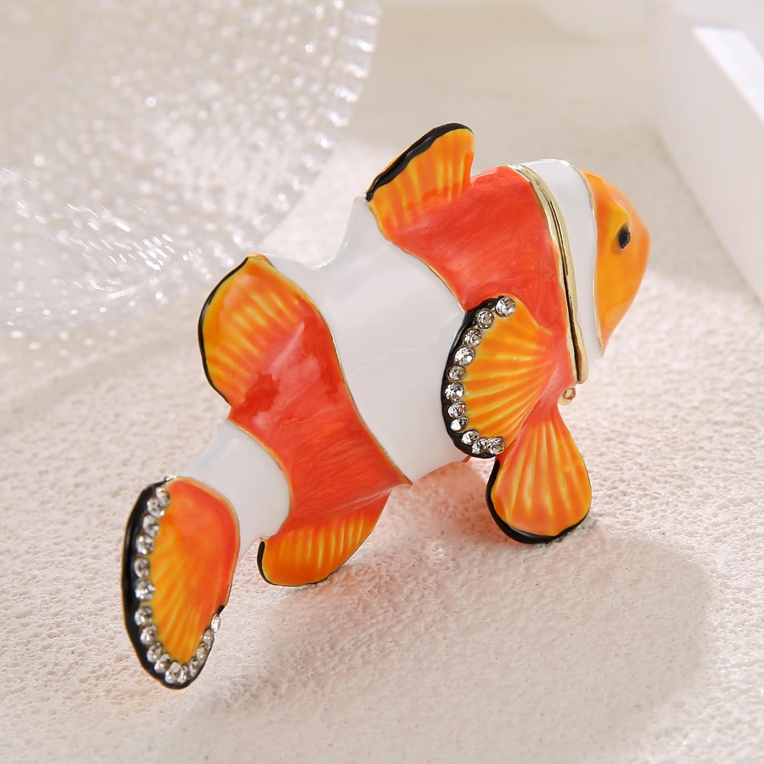 Hand Painted Animal Trinket Box for Home Decor, Hinged Jewelry Organizer Storage, Unique Personalized Collectible Keepsake Figurine Handmade Decorative Ornament Gifts (Clownfish) - Image 5