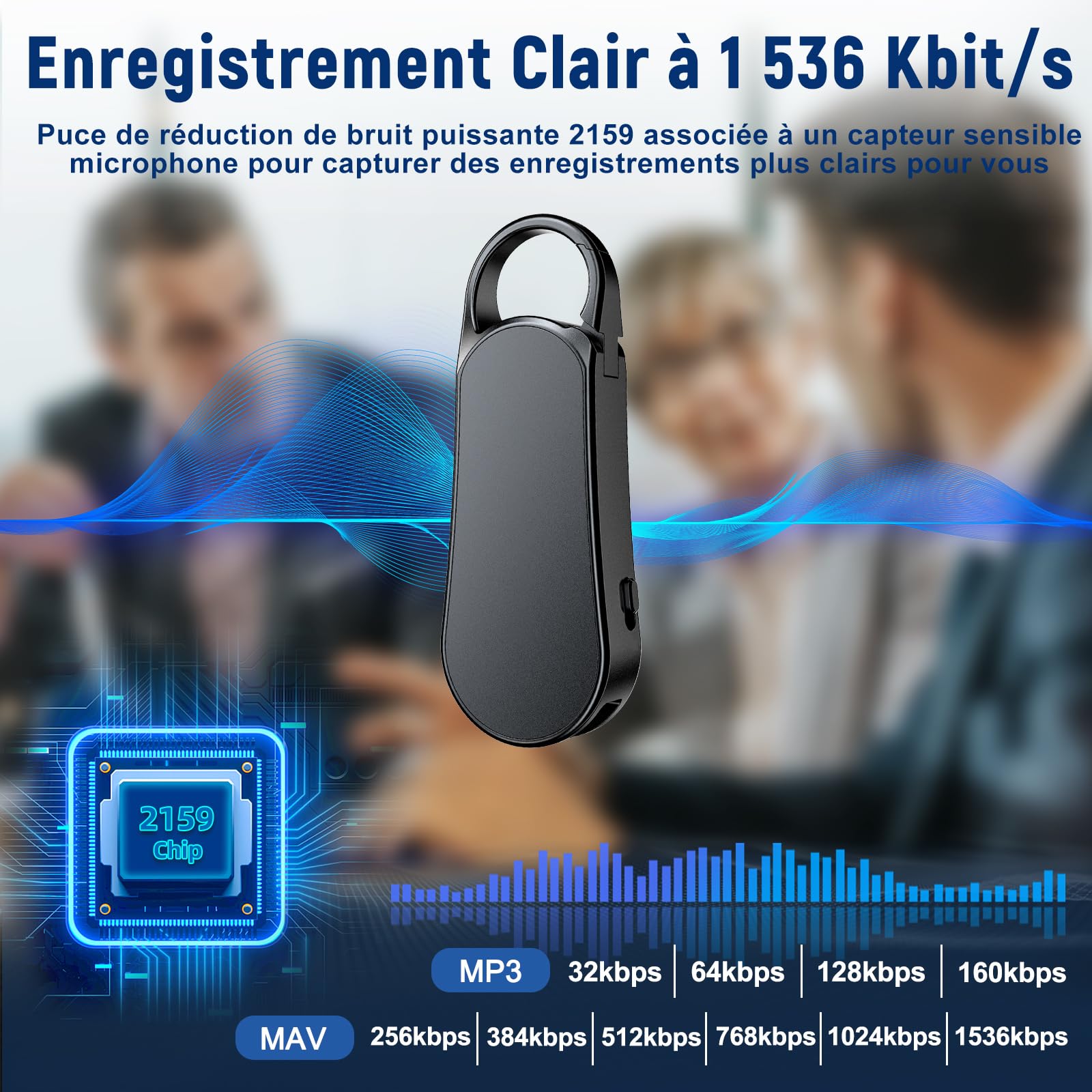 64Go Enregistreur Vocal (Stockage de 910Hrs), Howabo 35Hrs Enregistreur à Activation Vocale avec Type-C, Dictaphone 1536Kbps avec 2159 Réduction de Bruit pour Interview Réunion