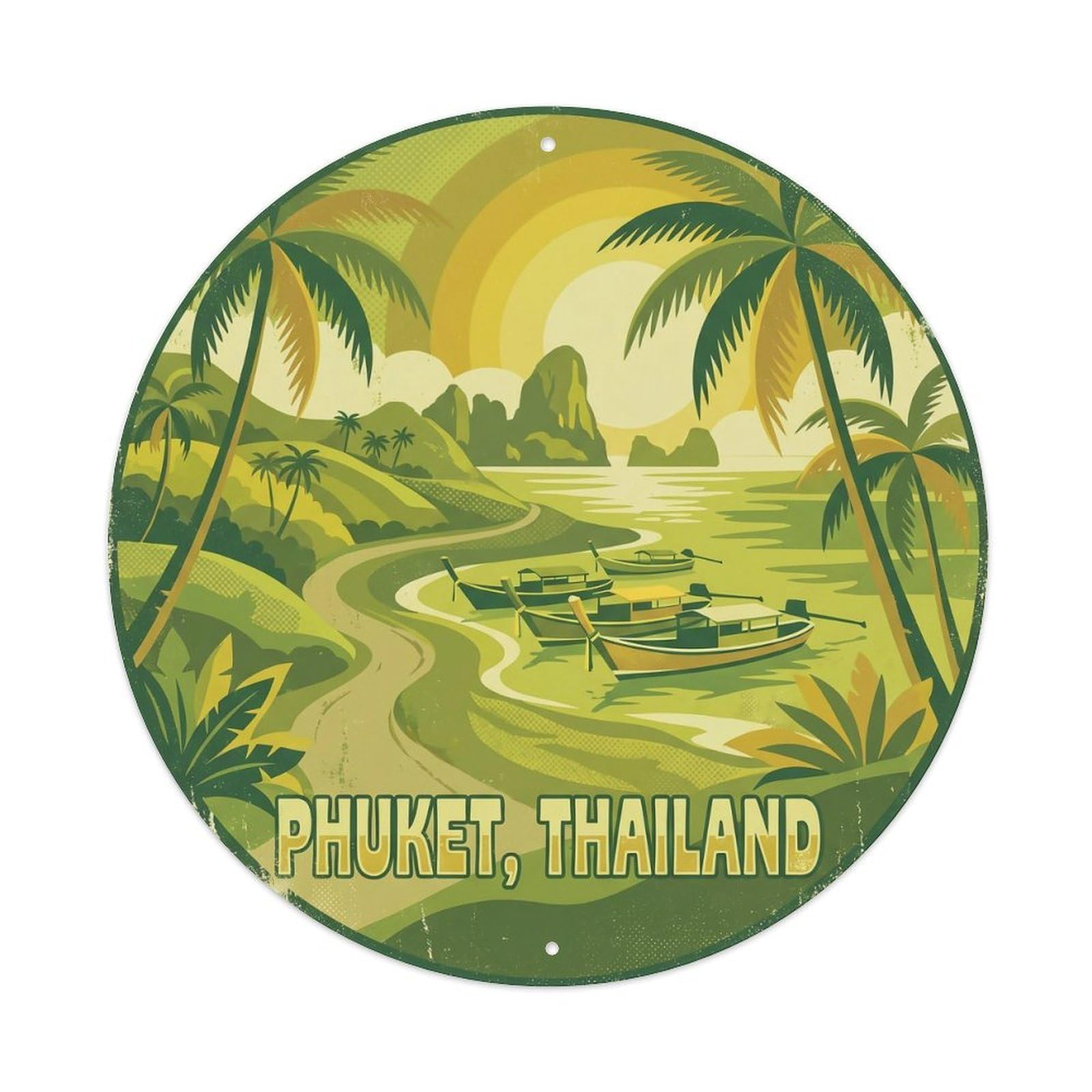 Odgynaw 8X8inch(20X20cm) Phuket Ko Yao Noi Island Beach Destination Tropical Metal Tin Sign