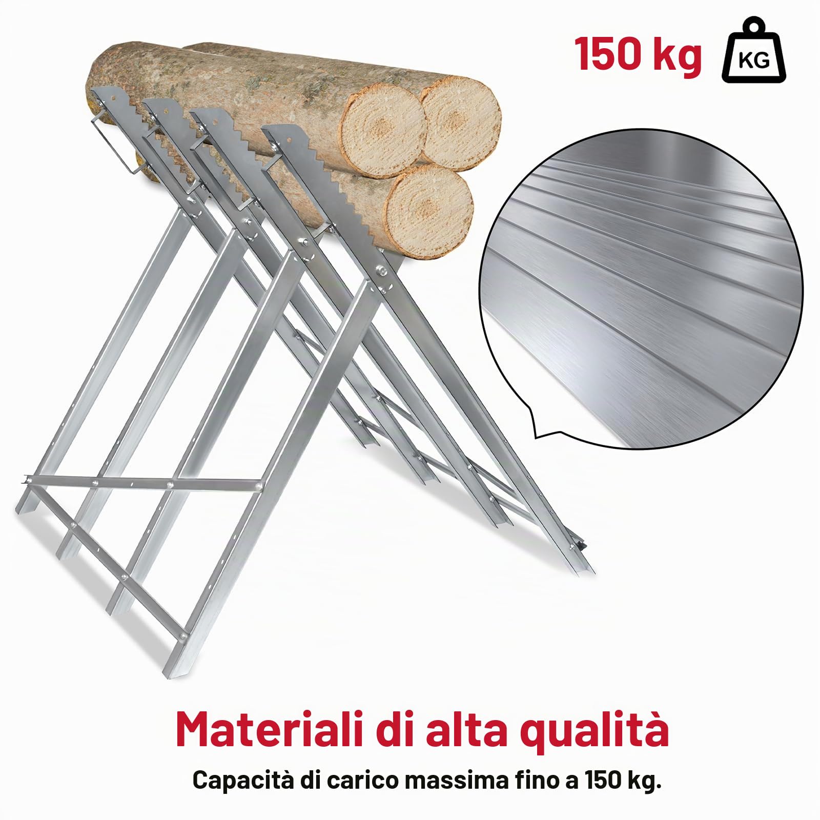 ACXIN Cavalletto pieghevole in metallo, zincato, telaio per sega, pieghevole, per motosega, 82 x 80,5 x 79 cm, portata max. 150 kg