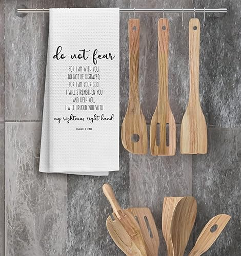 Miniatura 2 de TUNW - Toallas de cocina con temática cristiana de 16 x 24 pulgadas, versículo bíblico de las Escrituras Isaías 4110, suaves y absorbentes, toallas