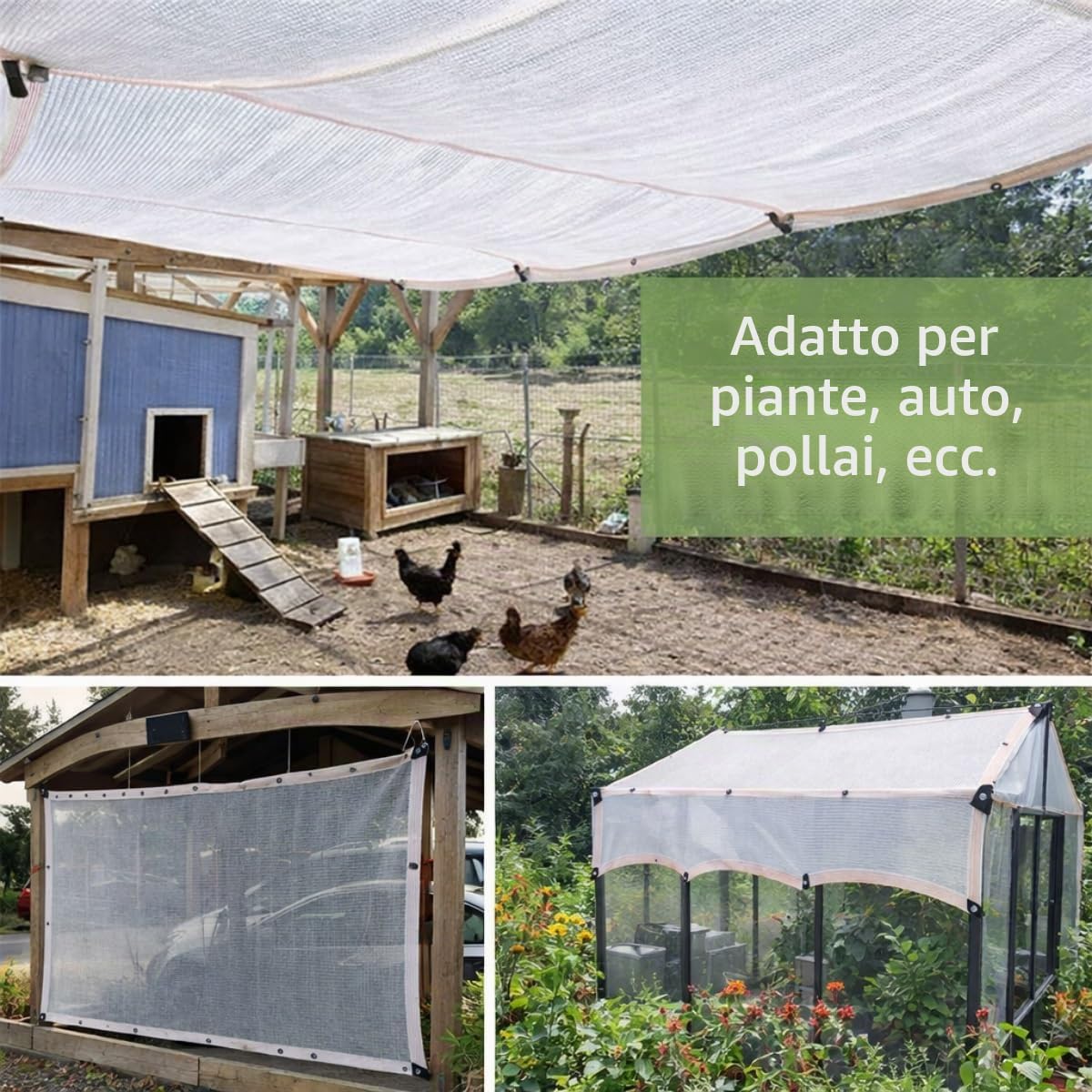 90% Rete Ombreggiante Telo Esterno Con Occhielli, Rete Antigrandine FrangivistaBalcone Resistente Ai Raggi UV, Vela Ombreggiante Traspirante Robusta, Per Giardino Pergola Cortile(5X5M)