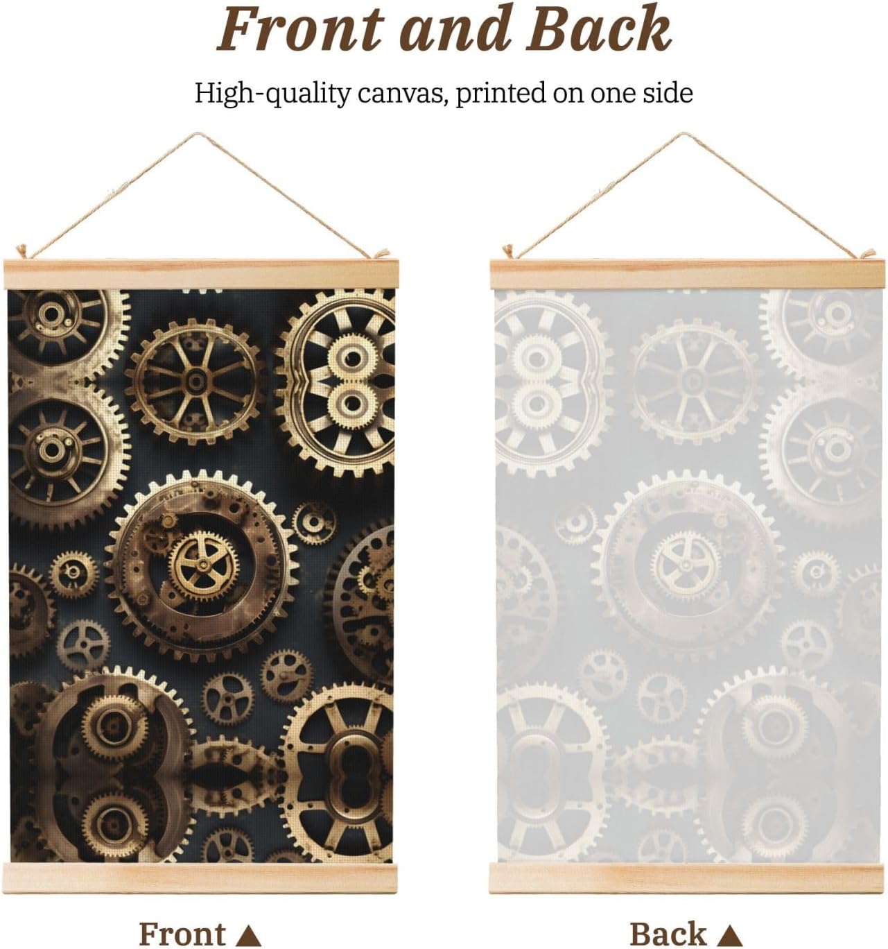 Steampunk Gears Print Poster Hanger,Hanging Poster, Poster Frame,Wood Poster Hanger, For Wall Hanging