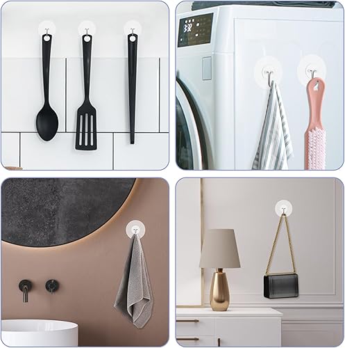 Miniatura 5 de WY LIGHTING LEVEL Ganchos autoadhesivos, 10 ganchos transparentes, ganchos de pared para colgar, ganchos de pared multiusos sin costuras para