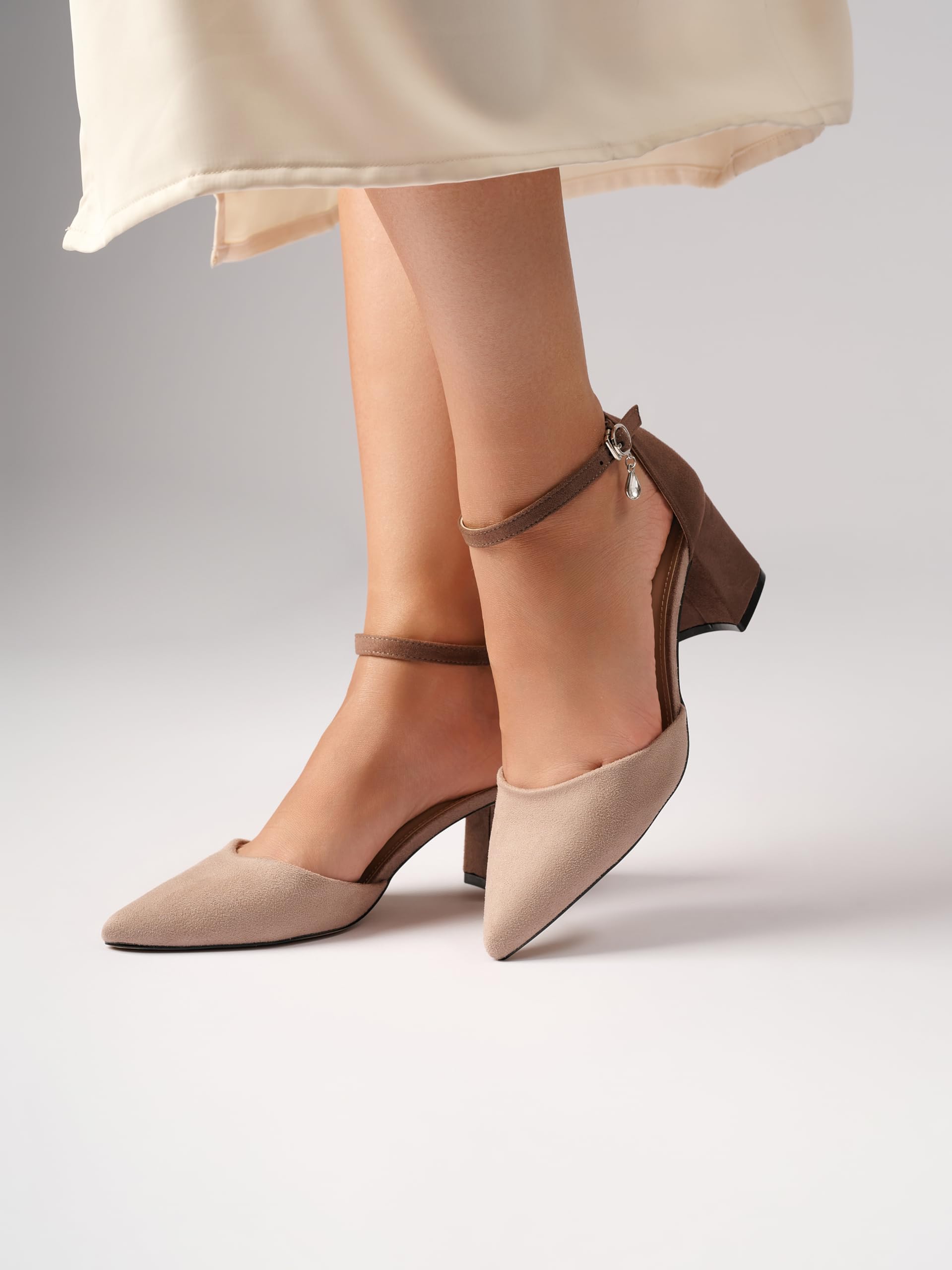Zapatos de tacón para mujer, color marrón, tacón de bloque de 5,5 cm, de ante suave, zapatos de tacón para mujer, zapatos de tacón suave, zapatos de tacón para mujer, HF749