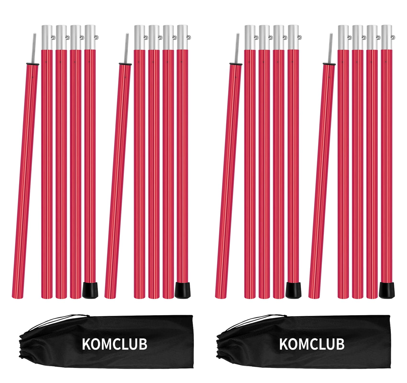 KOMCLUB Lot de 4 Mâts de Tente en Aluminium | Idéal pour réduire le poids de votre sac à dos lors de vos randonnées