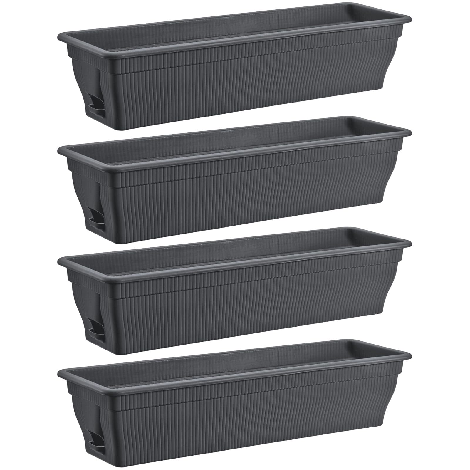 4x Jardinière de balcon 80 cm avec réservoir d'eau anthracite, 18 L - Jardinières résistantes aux intempéries avec bac - Longues jardinières pour jardin et balcon, résistantes aux intempéries