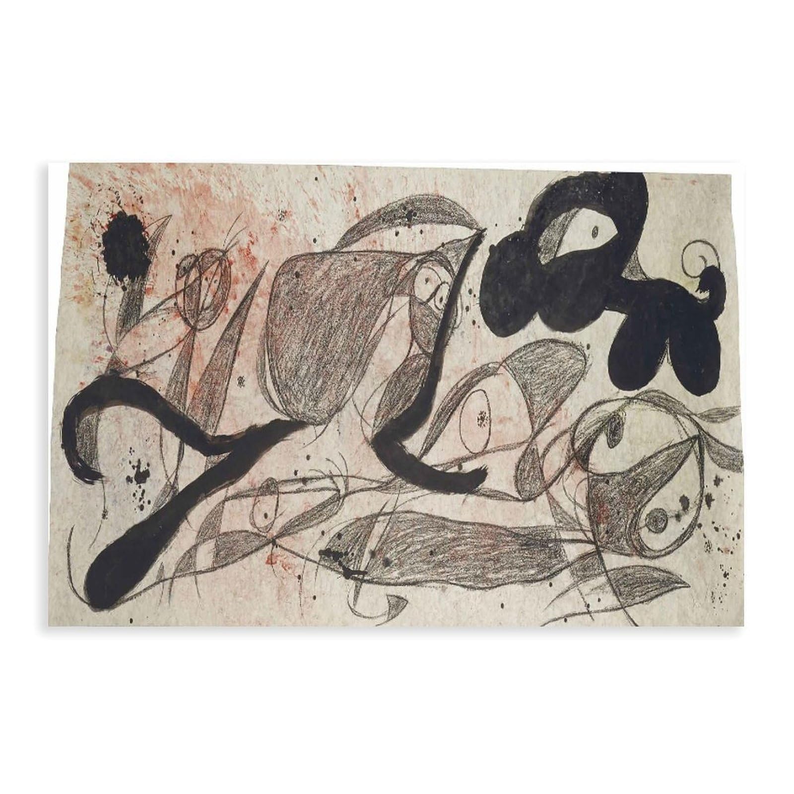 WCYB Joan Miro Prints plakat na płótnie, motyw: Oiseaux, Chien, do biura, salonu, bez ramy, 40,6 x 61 cm (dł. x szer.)