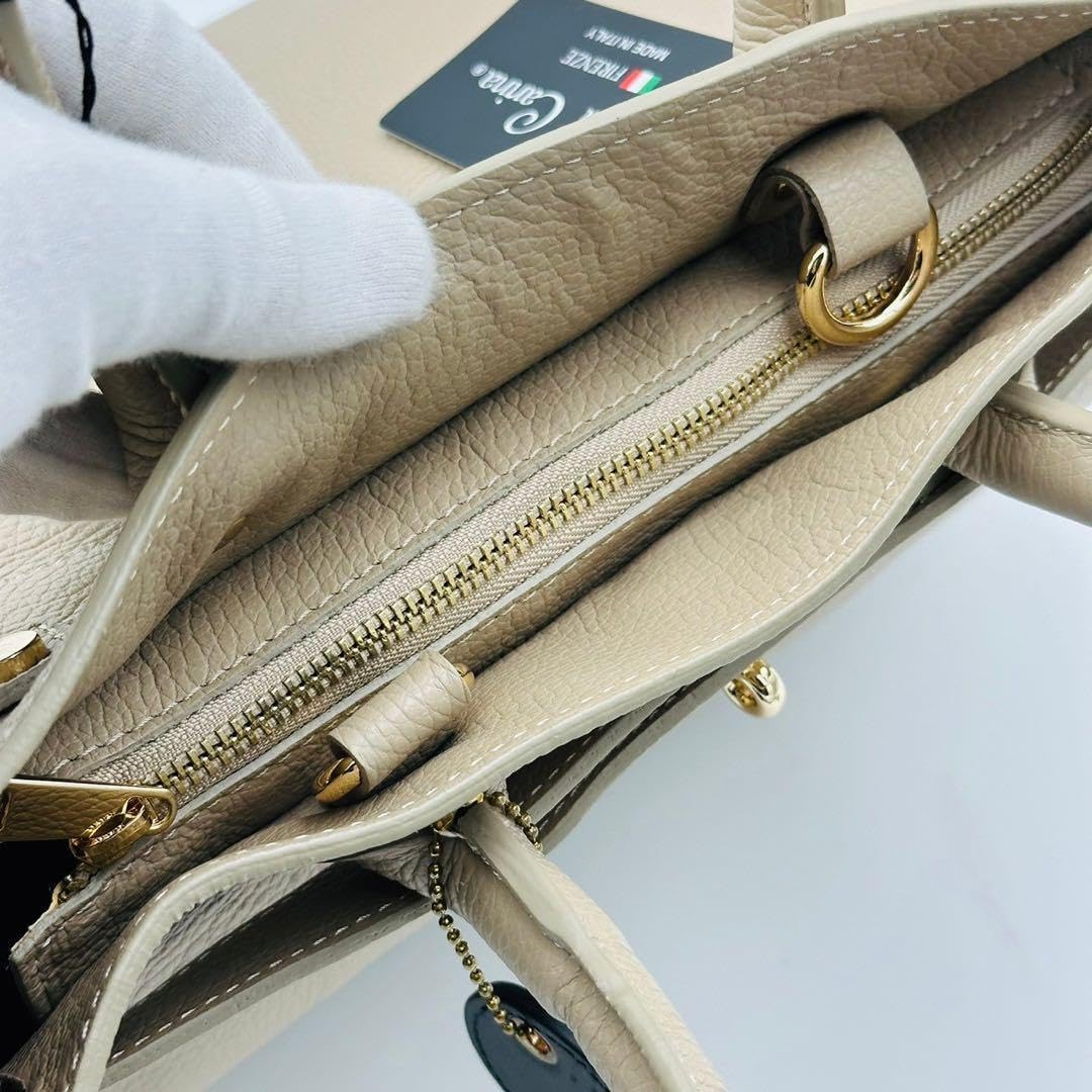 Amazon.co.jp: Borsa Carina ハンドバッグ 2way レザー ベージュ