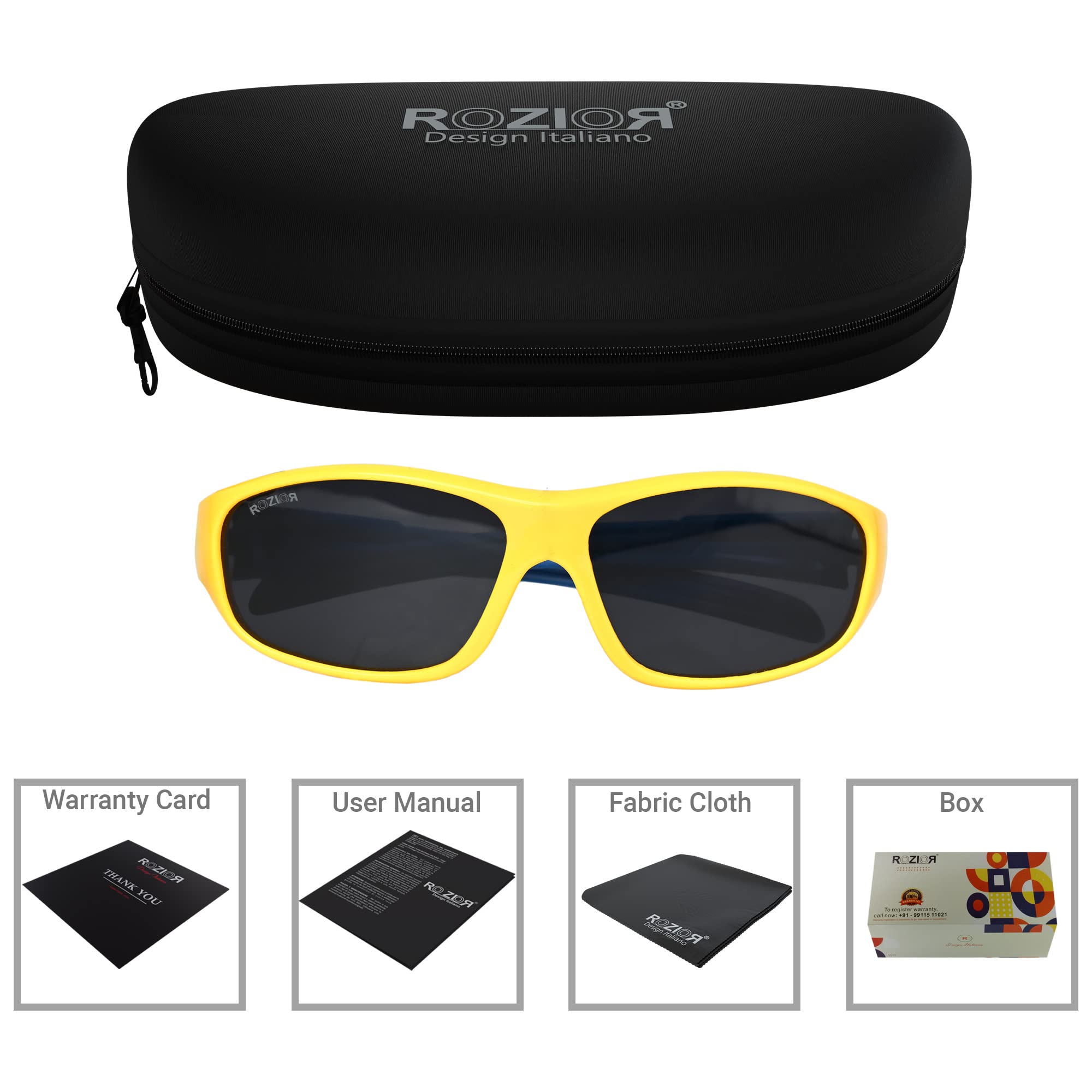 ROZIOR Unisex Child Kid'S Sports Polarization Sunglasses Yellow Frame, Yellow Lens (Small) - Pack Of 1 - Image 3 thumbnail