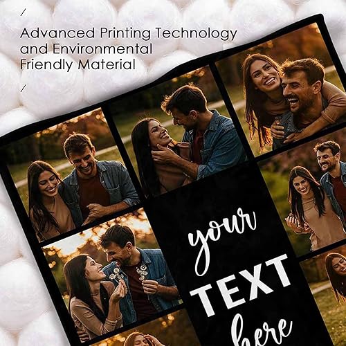 Miniatura 6 de MyPupSocks Manta de fotos personalizada para la familia, manta personalizada con 10 imágenes y texto para mejores amigos, personaliza tus propias