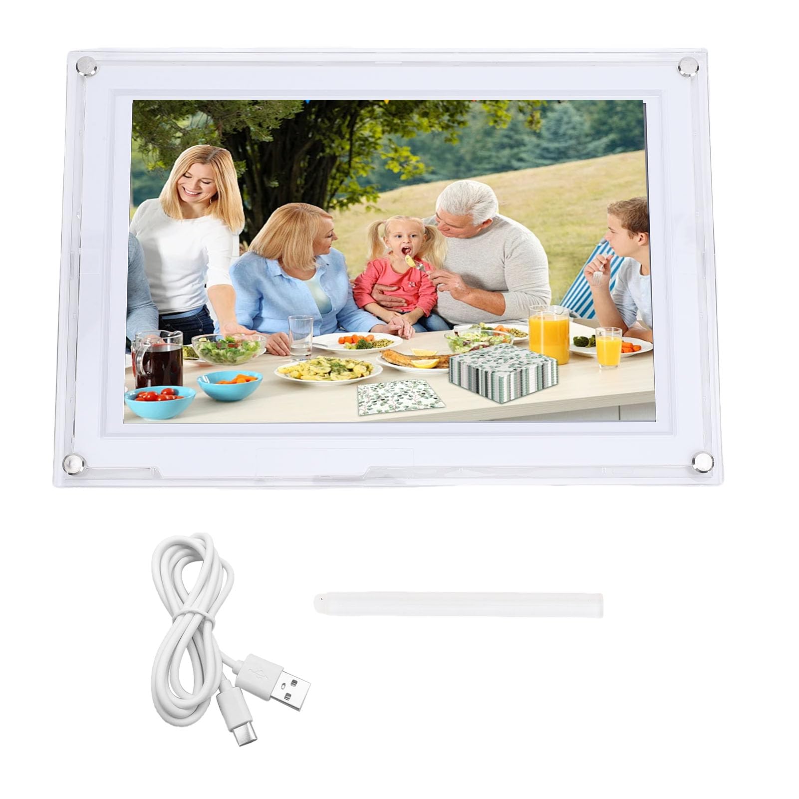 Sonew La Cornice Digitale WiFi da 10 Pollici Ruota Automaticamente con Memoria da 32 GB per il Display HD dell'app VPHOTO (WHITE)