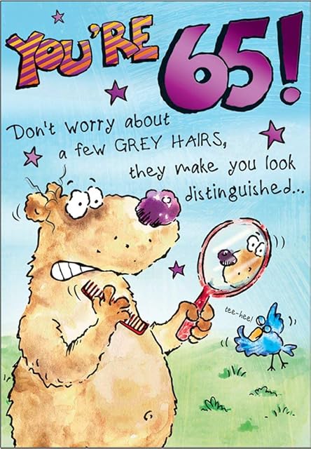 Large Fun 65th Male Birthday Greeting Card - 65 Years Old - 9 x 6 Inches