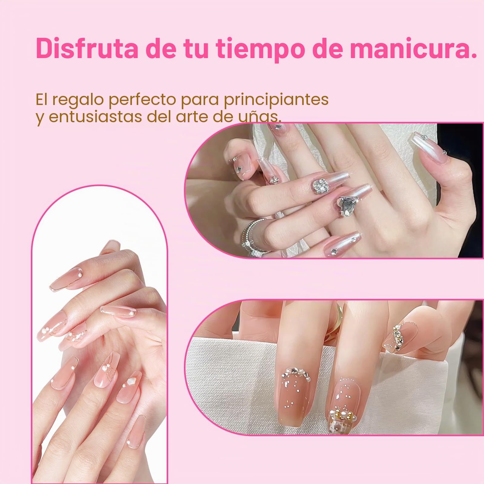 Set 3 Pinceles para Uñas Acrílicas 8/10/14, Pincel Uñas Gel UV, Kit Pinceles Decoración Uñas Profesional, Acrílico y Polvo Acrílico, Ideal para Principiantes, Nail Art, Regalo Mujer DIY