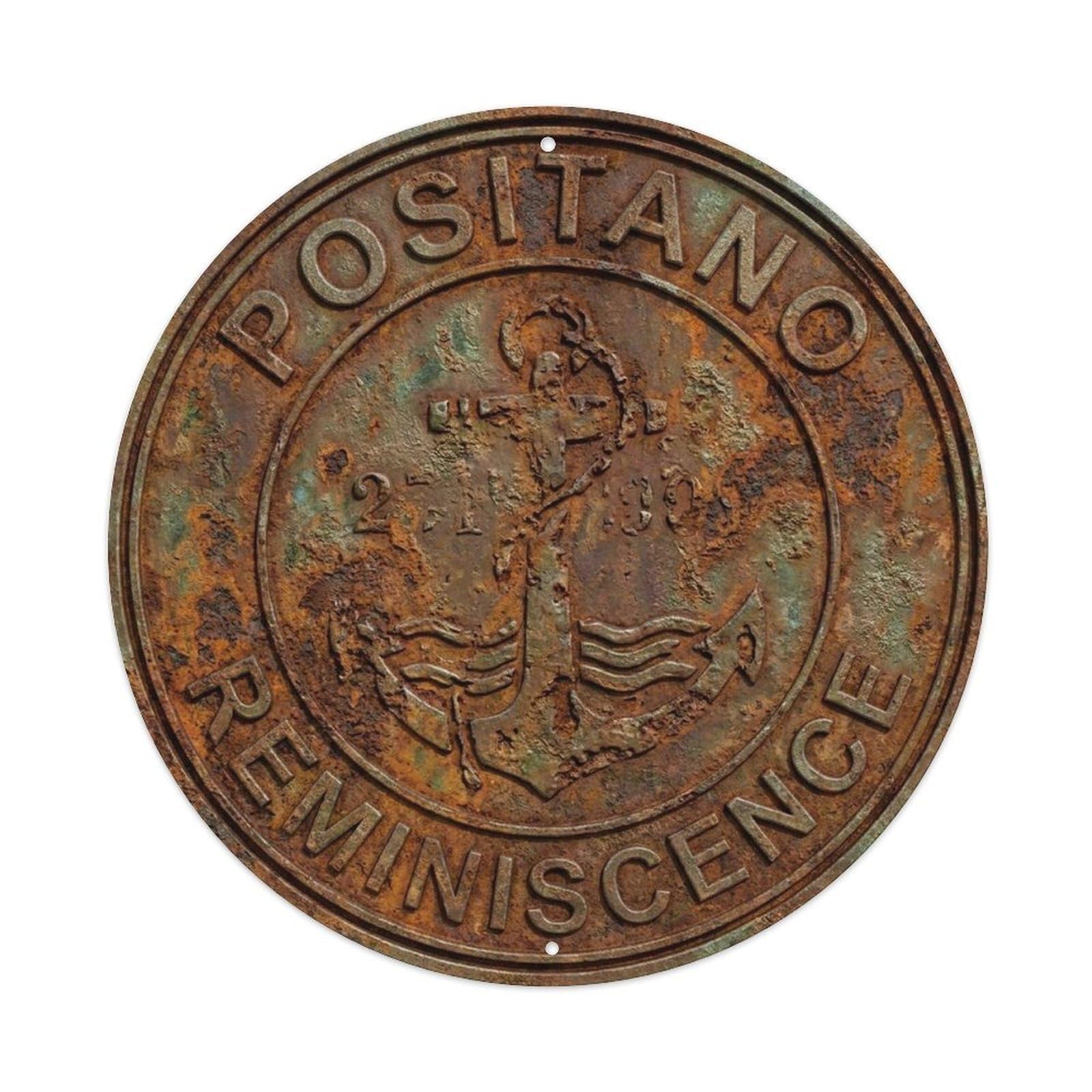 Vintage Southern Italy Positano Seaside Amalfi Coast Metal Tin Sign Plaque Wall Decor for Cafe, Man Cave, Club Bar, Office, Home Garden Round Metal Poster 8x8Inch