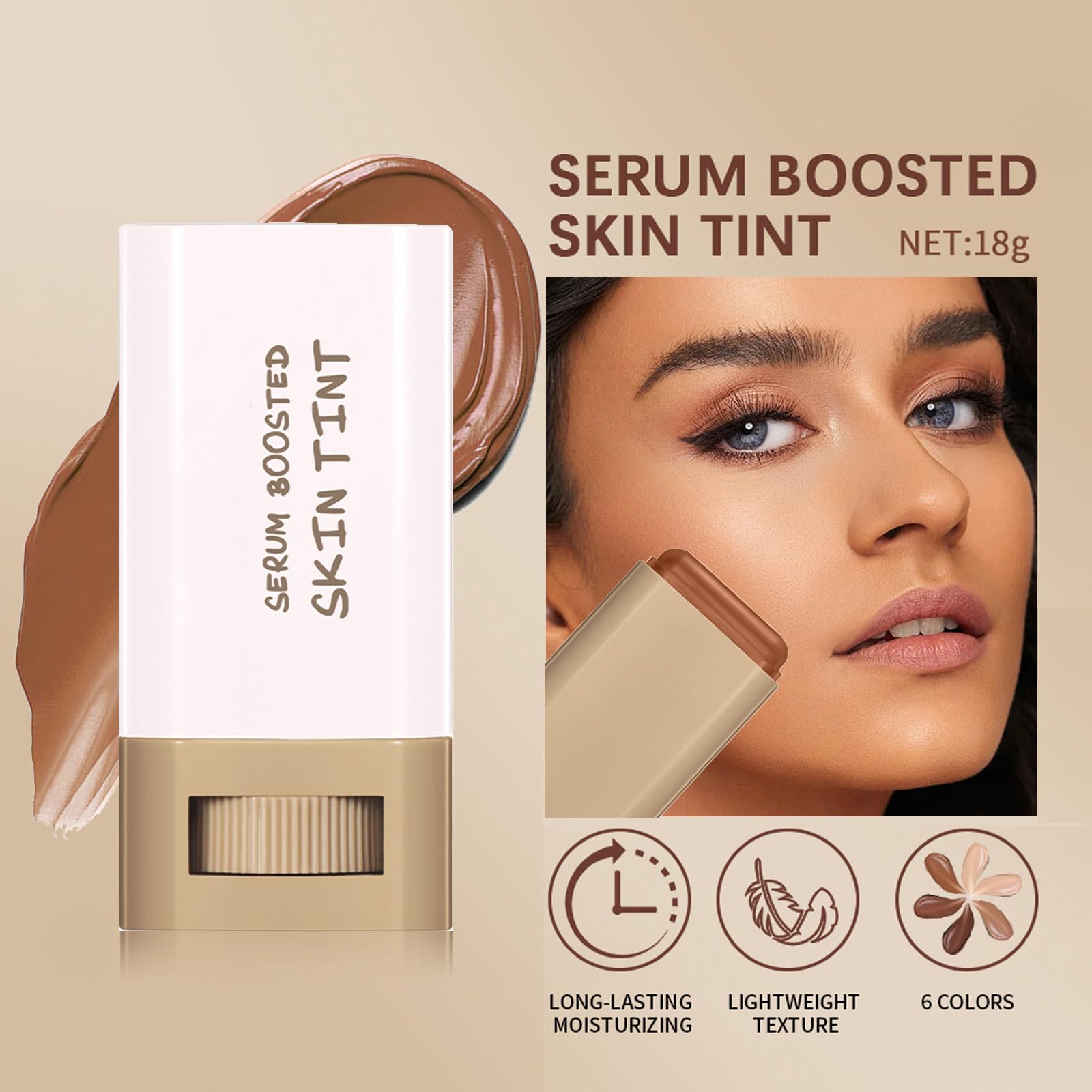 Makeup Foundation Stick, Beauty Balm Serum Boosted Skin Tint Concealer, Hydrating Full Coverage Concealer - Image 3