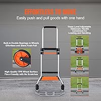 Vista 59 de VEVOR Folding Hand Truck and Dolly, 309 Lbs Capacity, Aluminum Foldable Cart, Heavy-Duty Luggage Trolley Cart with Telescoping Handle and PP+TPR