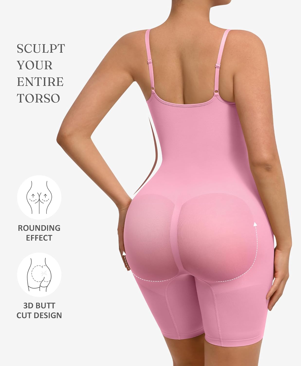 FeelinGirl Shapewear Tummy Control Seamless Bodysuit Hip Enhancer Body Shaper for Women