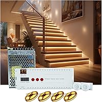 Vista 7 de Luces LED con sensor de movimiento para escaleras interiores, kit de luces inteligentes para escaleras de 12 escalones, tira de luces de 40 pulgadas