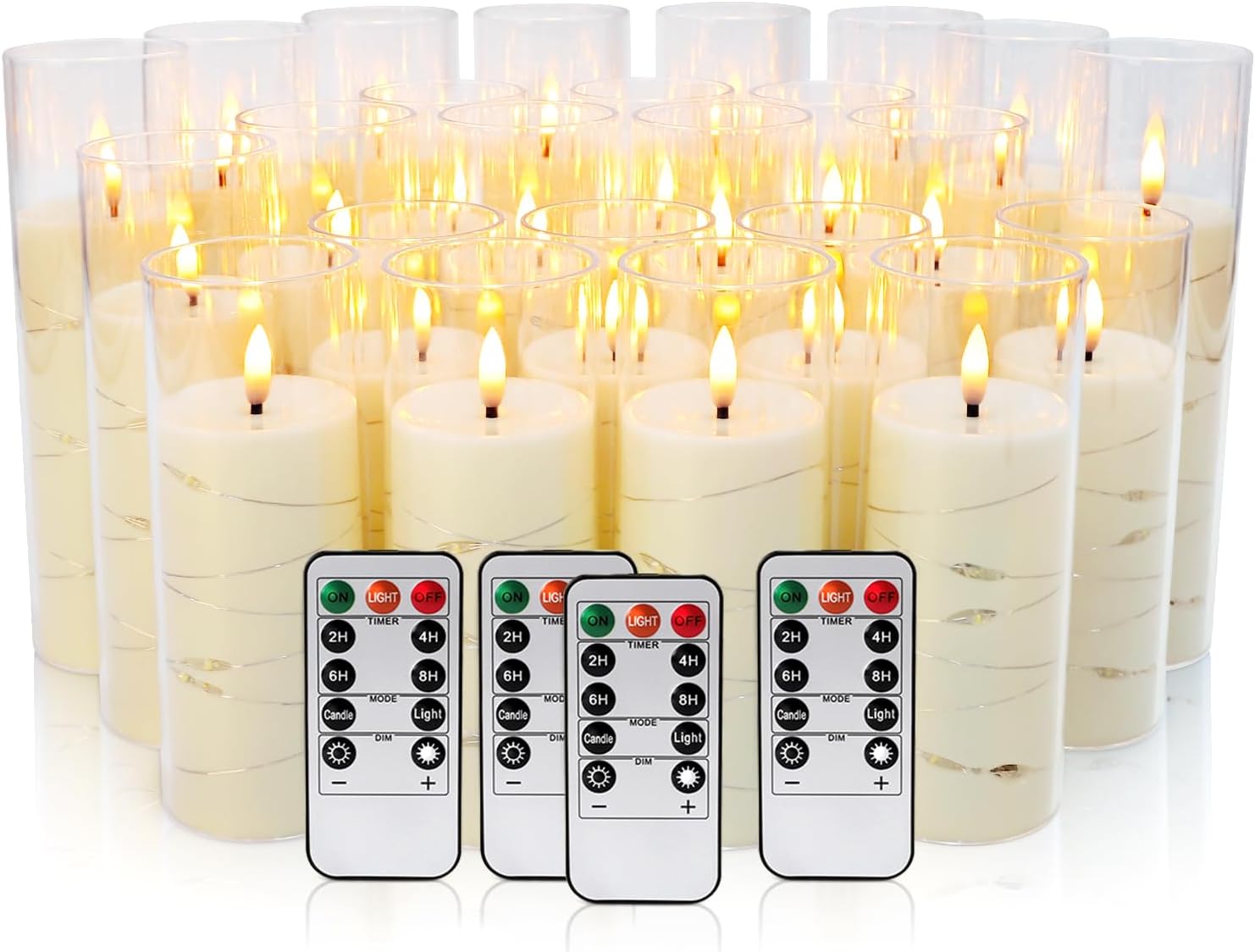 24 Pack Acrylic Flameless Candles,with Embedded Star String, Battery Operated Candles Flickering LED Pillar Candles with Remote Control and Timer, Ideal for Indoor/Outdoor Decor,Wedding,BBQ and Gift. - Image 2