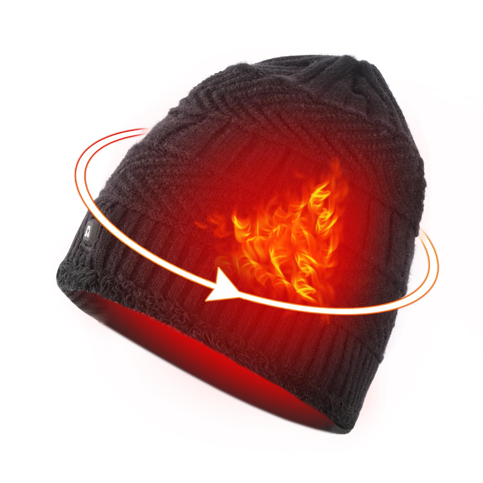 ARRIS Heated Hat Electric Heated Beanie Head Warmer with 7.4V Rechargeable Battery for Winter Outdoors Black