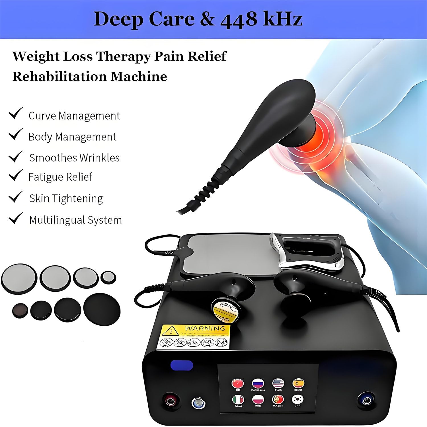 Dispositivo Portatile Terapia Tecar 448k Dolori Muscolari, Macchina Diatermia Terapia Tecar Ret/Cet, Bellezza + Modellamento + Benessere in Un'unica Macchina per Il Lifting Pelle