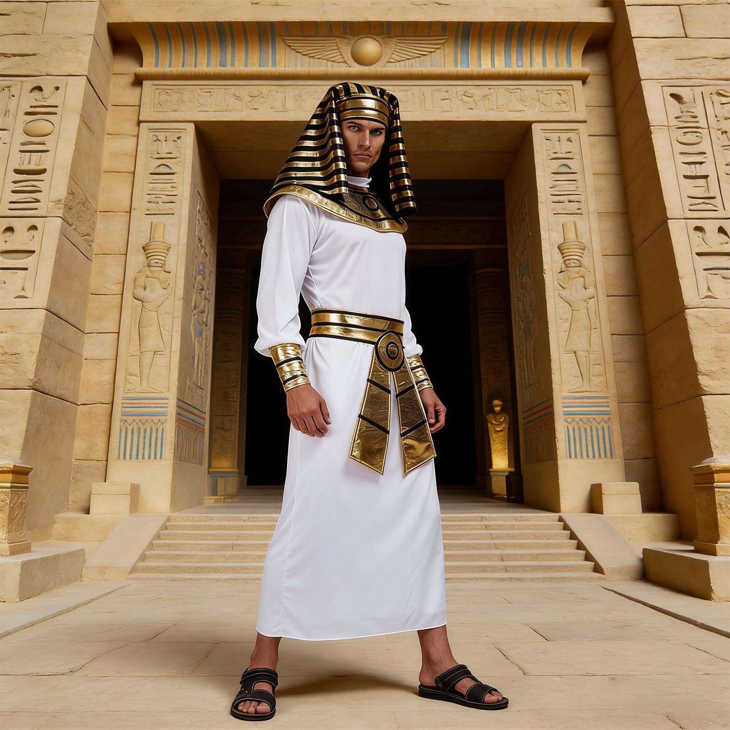PGOND Adult Men's Egyptian Pharaoh Halloween Costume White