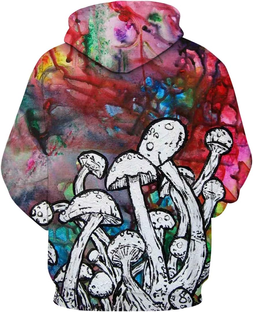 Lurhonp Mens Womens Novelty Hooded Sweatshirt Pullover Hippie Mushroom Long Sleeve Hoodie - Image 2