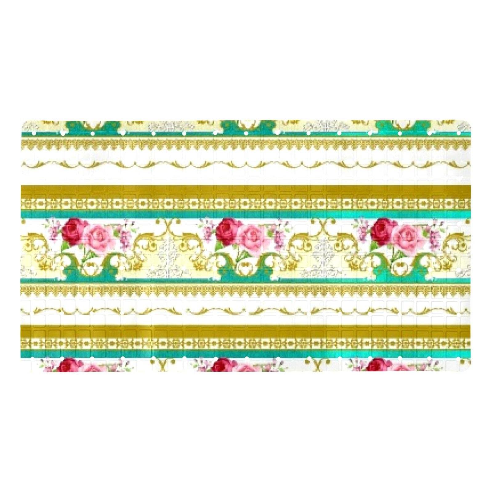 Tapis de baignoire lavable et antidérapant avec bordure dorée esthétique
