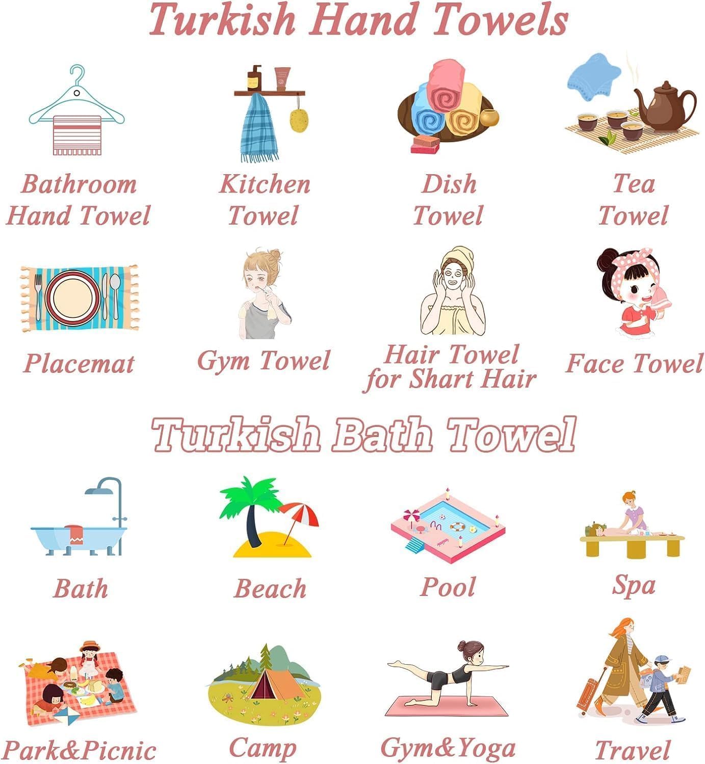 HAVLULAND Turkish Beach Towels Pack 4 – Oversized, Quick-Dry & Sand-Free | Lightweight, Absorbent Bath Towels for Travel, Pool, Vacation & Beach Blanket | 40” x 72” Bulk Set – Fuchsia