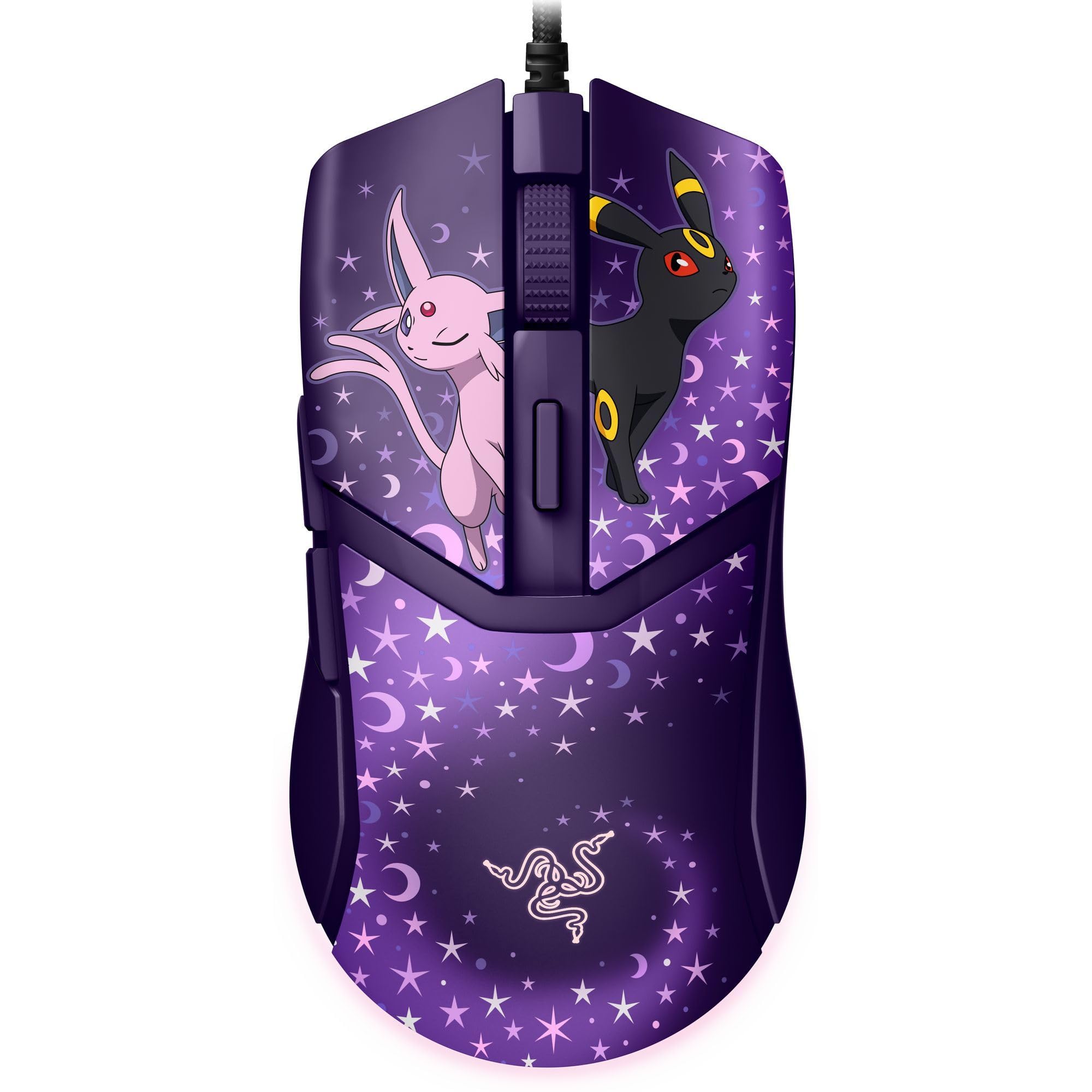 Razer Cobra Pokémon Espeon & Umbreon Edition - Mouse da gioco leggero con cavo e illuminazione Chroma RGB - 58 g - 8500 DPI - Cavo Speedflex | Edizione Espeon & Umbreon
