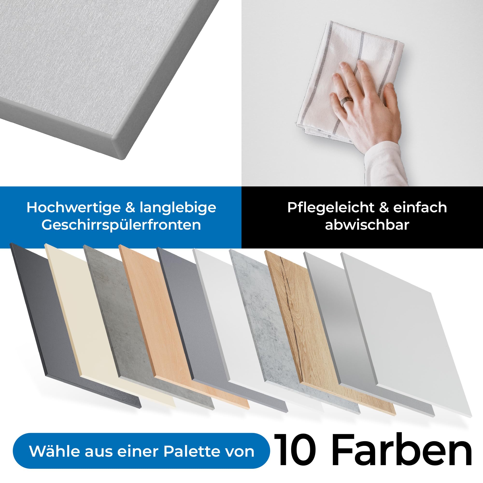 Geschirrspüler Frontblende [60er & 45er] In 10 Farben - Für vollintegrierte & teilintegrierte Geschirrspülmaschinen (Metallic, 565 x 594 mm)