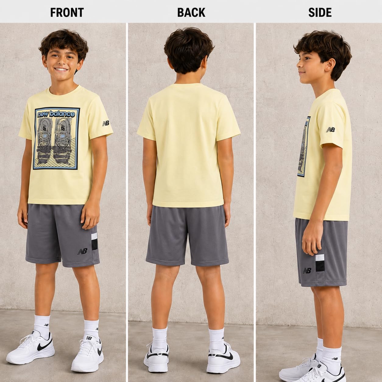 New Balance Boys 2 Piece Cotton Blend Jersey Shirt & Basketball Shorts