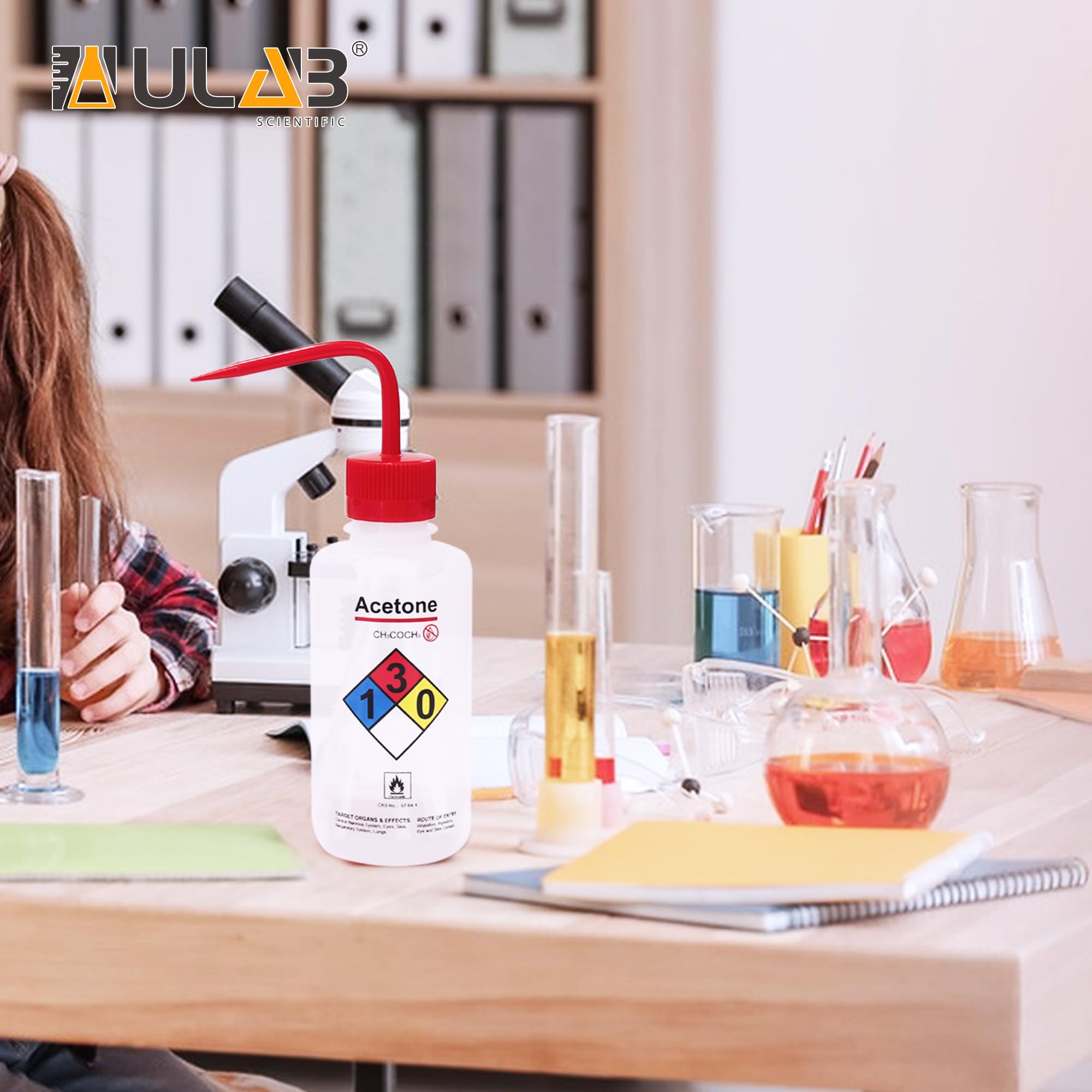 ULAB Bottiglie di lavaggio di sicurezza, 4 pezzi di acetone a bocca larga lavare bottiglie, materiale LDPE, Vol.500ml, UWB1022