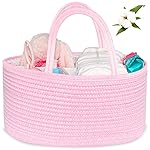ABenkle Diaper Caddy Organizer, Boho Rustic Cotton Rope Nursery Baby Basket, Changing Table Organizer for Baby Diaper Storage and Baby Shower