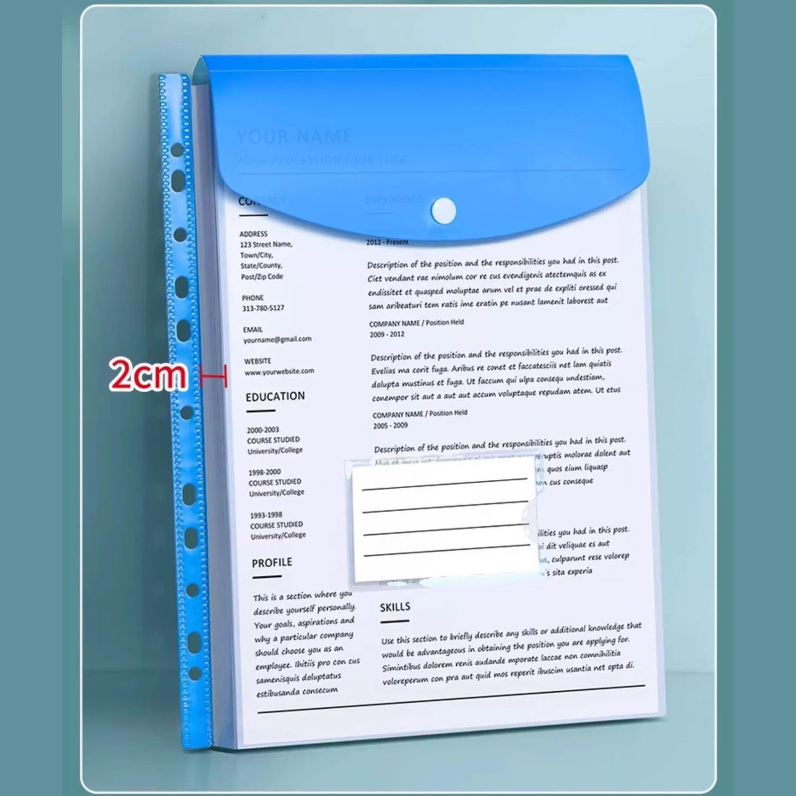 Confezione da 30 Portadocumenti Verticali A4 in plastica, Tasche espandibili con Foro e Bottone - Cartelle Resistenti per Scuola, Ufficio, casa e Viaggio