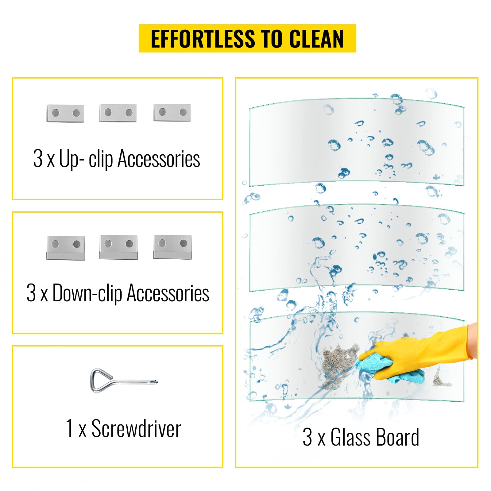 VEVOR Fire Pit Wind Guard, 17 x 17 x 6 Inch Glass Flame Guard, Round Glass Shield, 1/4-Inch Thick Fire Table, Clear Tempered Glass Flame Guard, Aluminum Alloy Feet for Propane, Gas, Outdoor