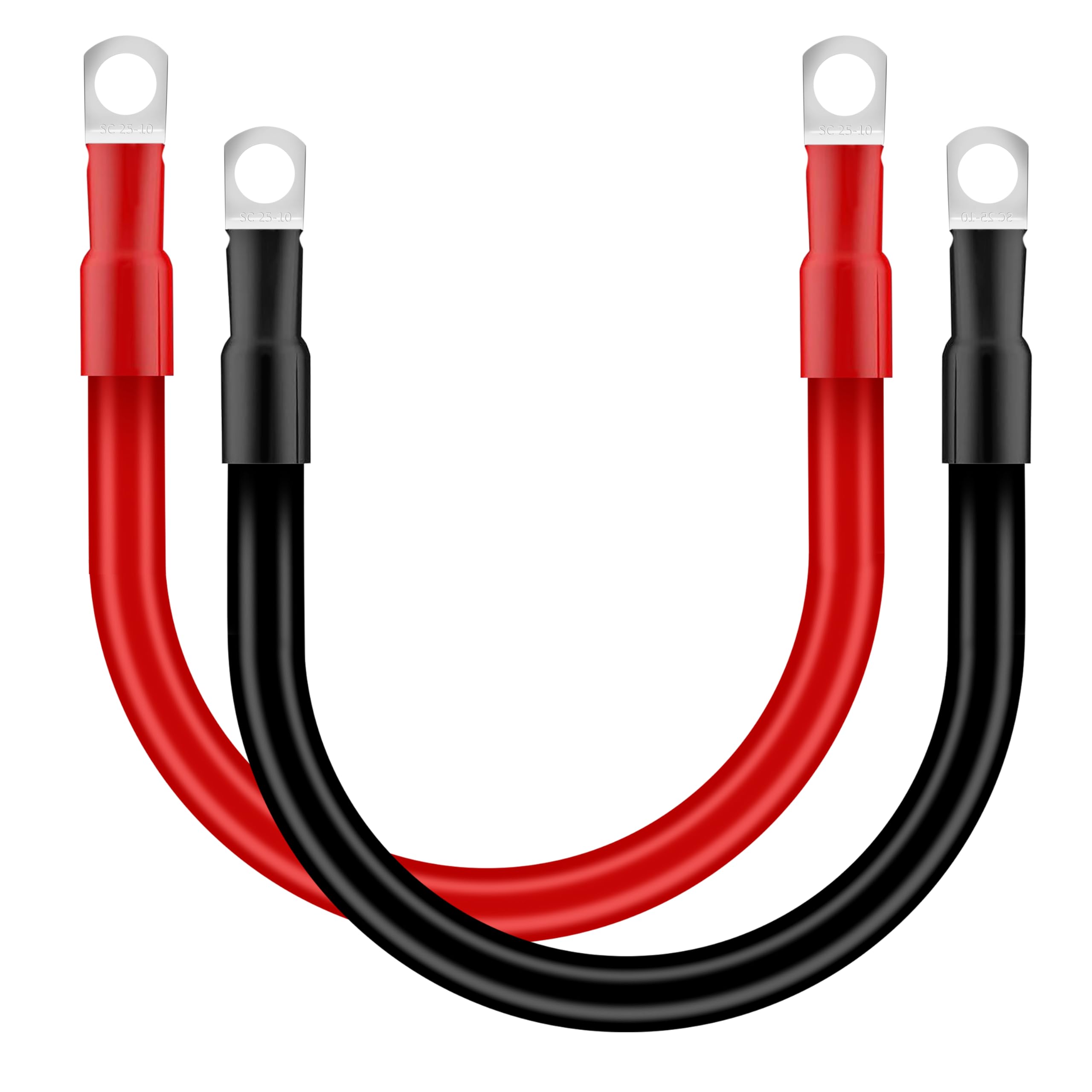 QIMEI-SHOP Cable Bateria 35mm² 50cm Cable Inversor de Batería 12V 2AWG Cables de Batería con M10 Terminales de Anillo para Automóvil Camión Moto Solar Marino Rojo y Negro 2 Piezas — view 13