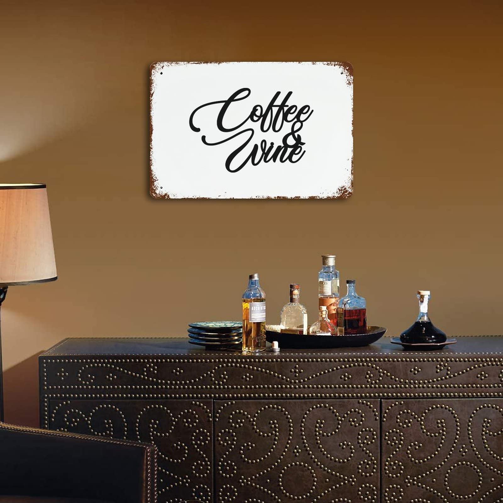 Targa In Metallo Coffee Menu – Scritta Divertente In Inglese – Decorazione Da Parete Per Cucina, Bar, Garage – 20x30 Cm