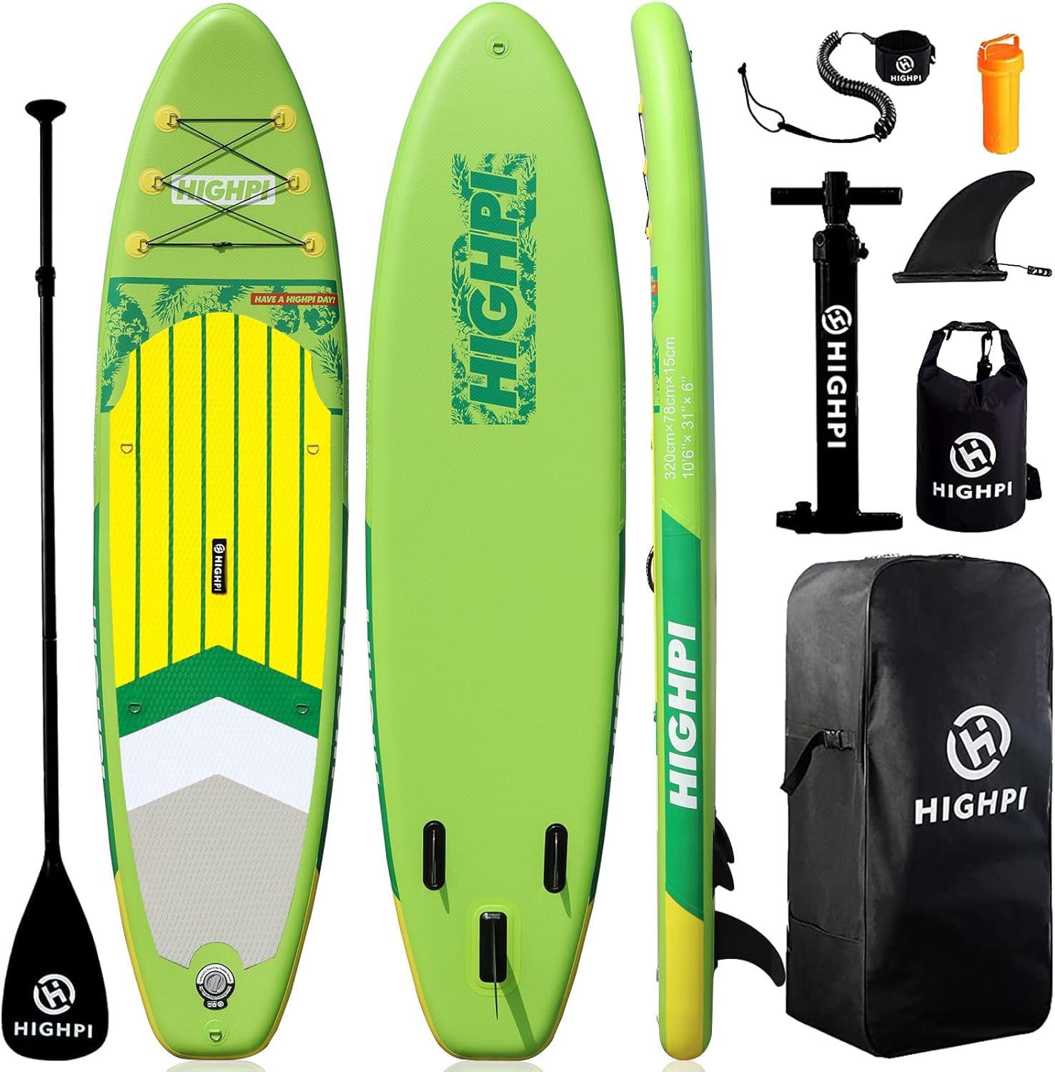 Highpi Inflatable Stand Up Paddle Board for Youth and Adults – Wide Sup with Premium Accessories, Blow Up Paddleboard for Surfing, Fishing, Yoga & More
