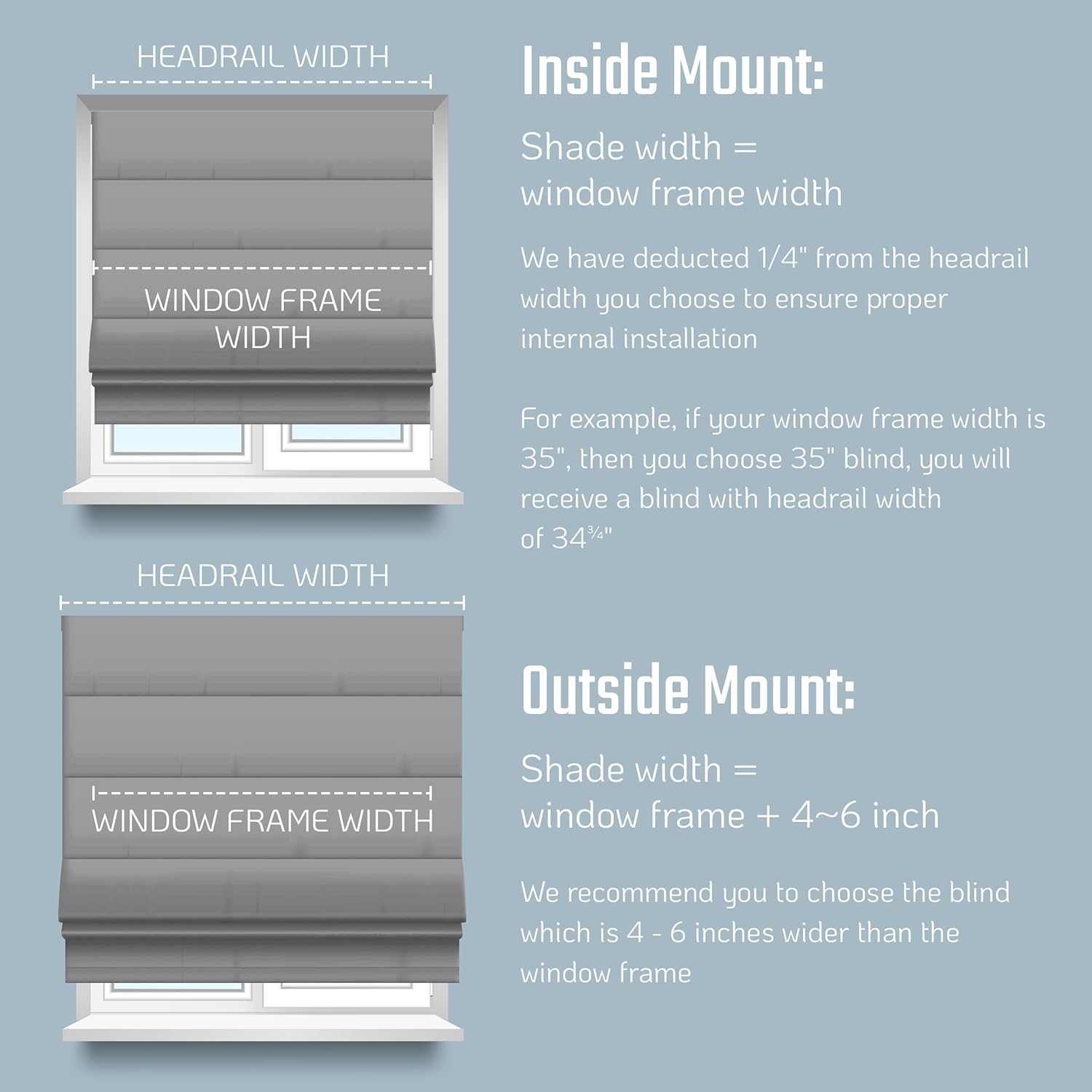 Everyday Celebration Roman Shades, 100% Blackout & Cordless Pull Down, Window Blinds with Ribbon Border, Navy, 26" W X 64" H