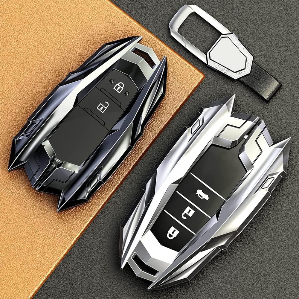 Zinc Alloy Metal Keyless Remote Key Fob Case Cover for Toyota Camry RAV4 Highlander C-HR Prius Corolla Avalon GT86 With Key Ring Silver