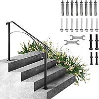 Vista 24 de VEVOR Kit de barandilla para escaleras al aire libre, pasamanos de 5 pies de 0 a 5 escalones, barandilla de aluminio negro de ángulo ajustable