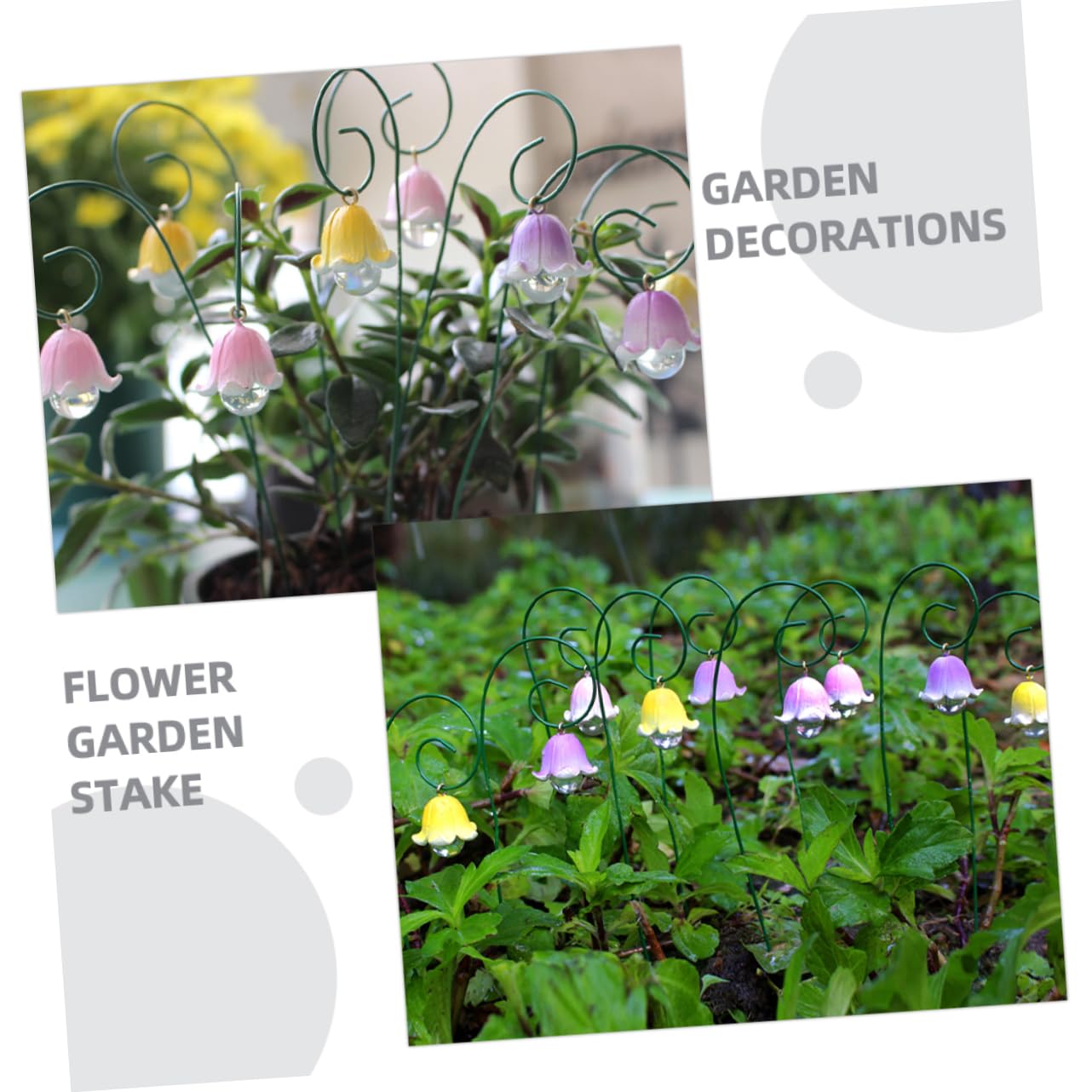 UPKOCH 4 Sätze Maiglöckchen-blumenarrangement Ornamente Gartendekoration Hochzeit Blumen Im Freien Dekorative Rasenpfähle Simulationsblumeneinsatz Blumenstab Blumenpfähle Harz 9 Stück * 4