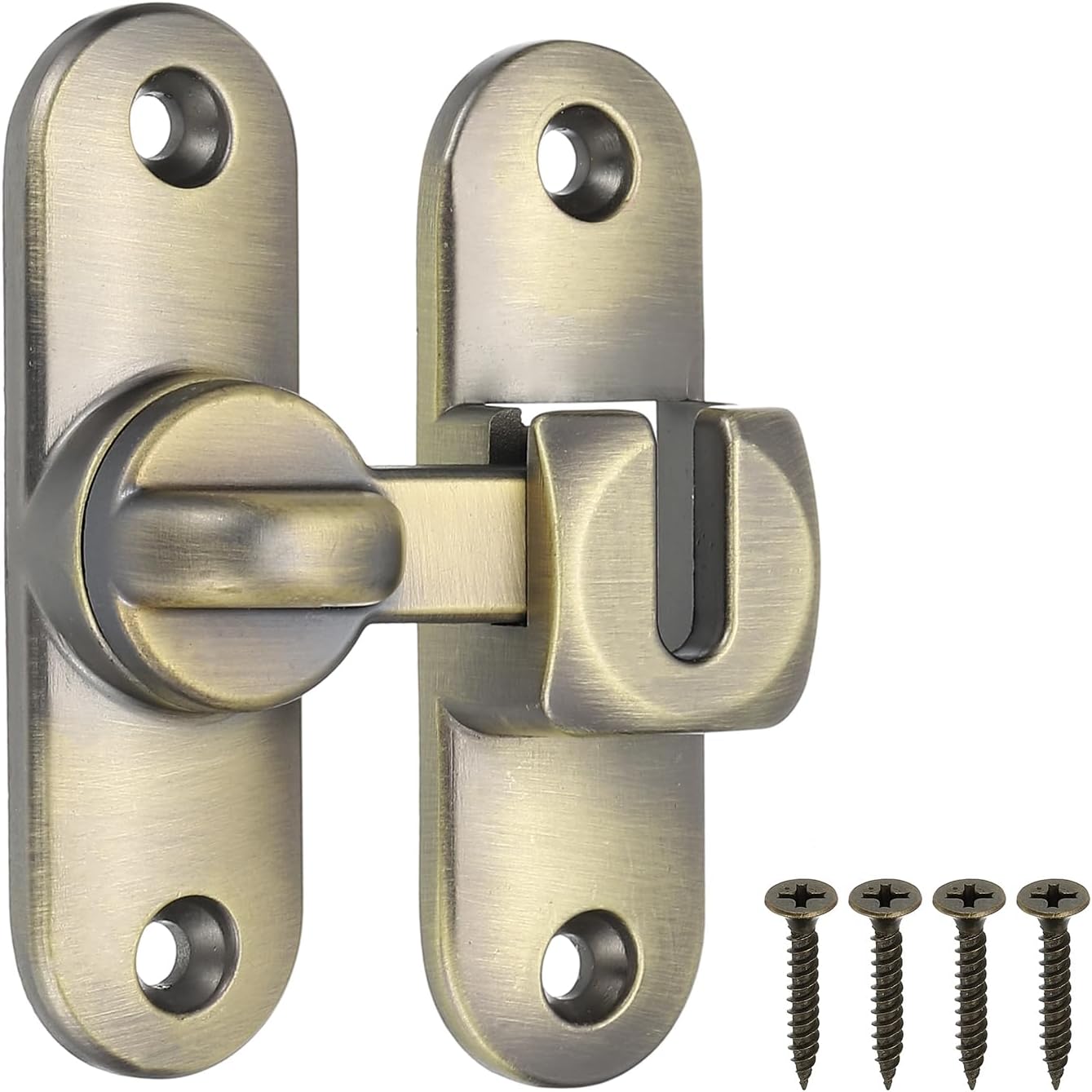 PATIKIL 1 Pack Flip Sliding Door Latch Safety Bar Gate Lock Hardware for Cabinet Bathroom Bedroom Garden, Gold