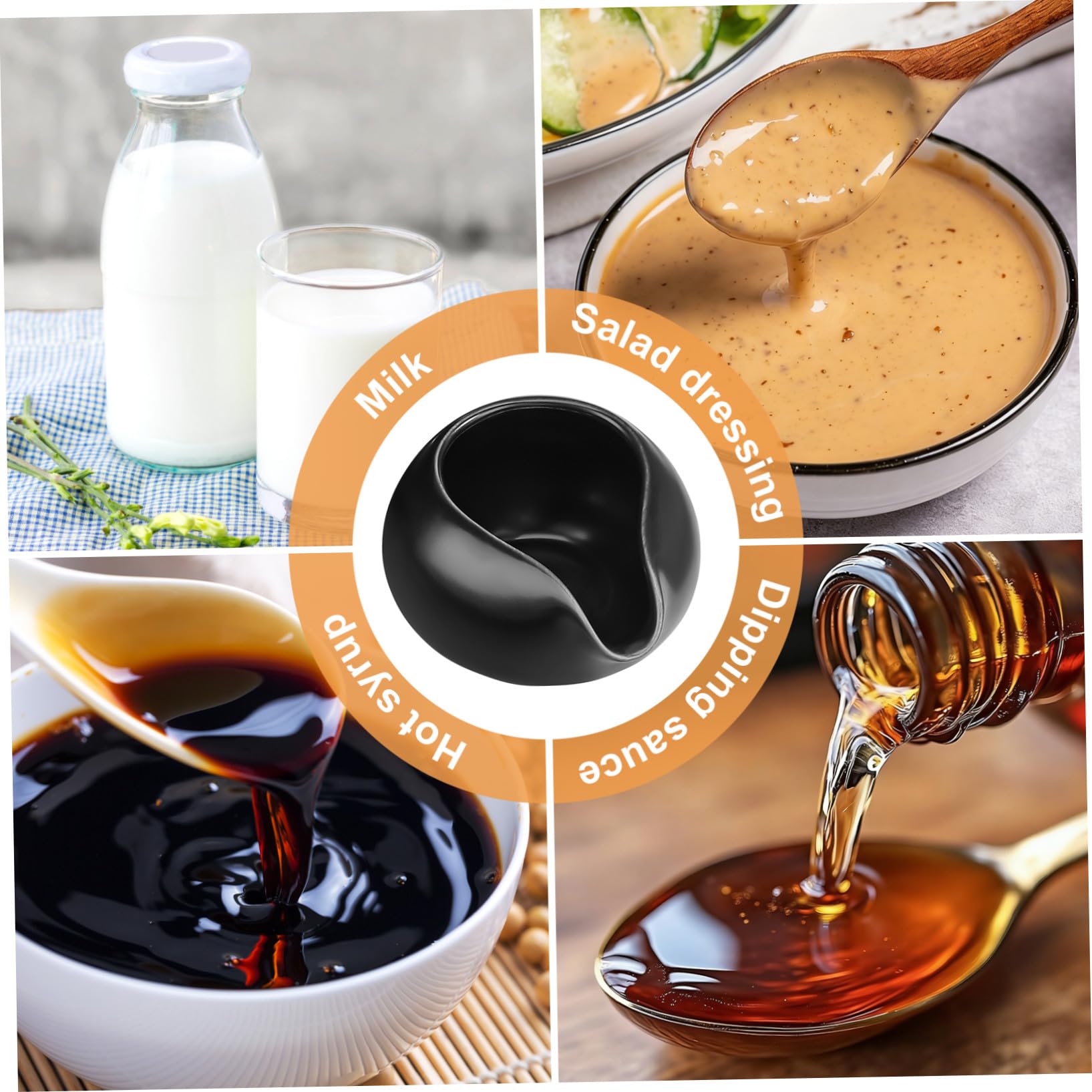 Balacoo Milchkännchen mit Rutschfestem Boden aus Keramik 3 Stück Schwarzer Soßenkrug und Vintage Design für Zuhause und Familien für Kaffee Milch und Saucen