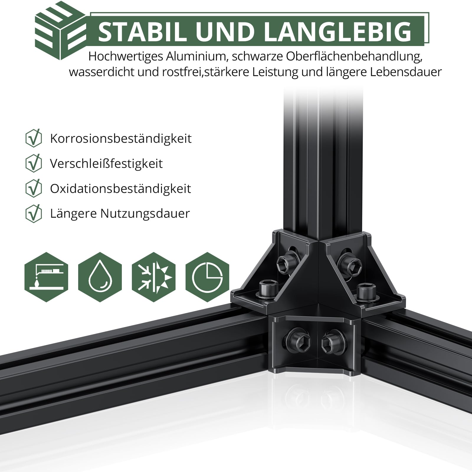 20 PCS Soporte de Esquina Aluminio, 90 Grados Recto 4040 4080 Negro, Perfil de Extrusión en L con Ranuras de 8 mm, con Tornillos Hexagonales M8, Para Impresoras 3D, Routers CNC y Proyectos DIY