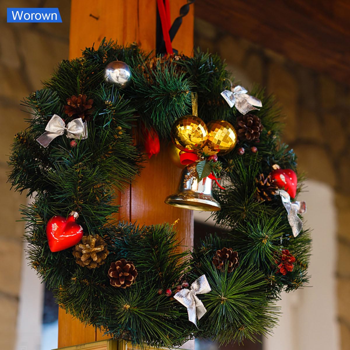 Worown Lot de 4 couronnes de vigne naturelles en rotin pour bricolage, Noël, artisanat, suspension murale, décoration de mariage et de fête (20 et 30 cm)