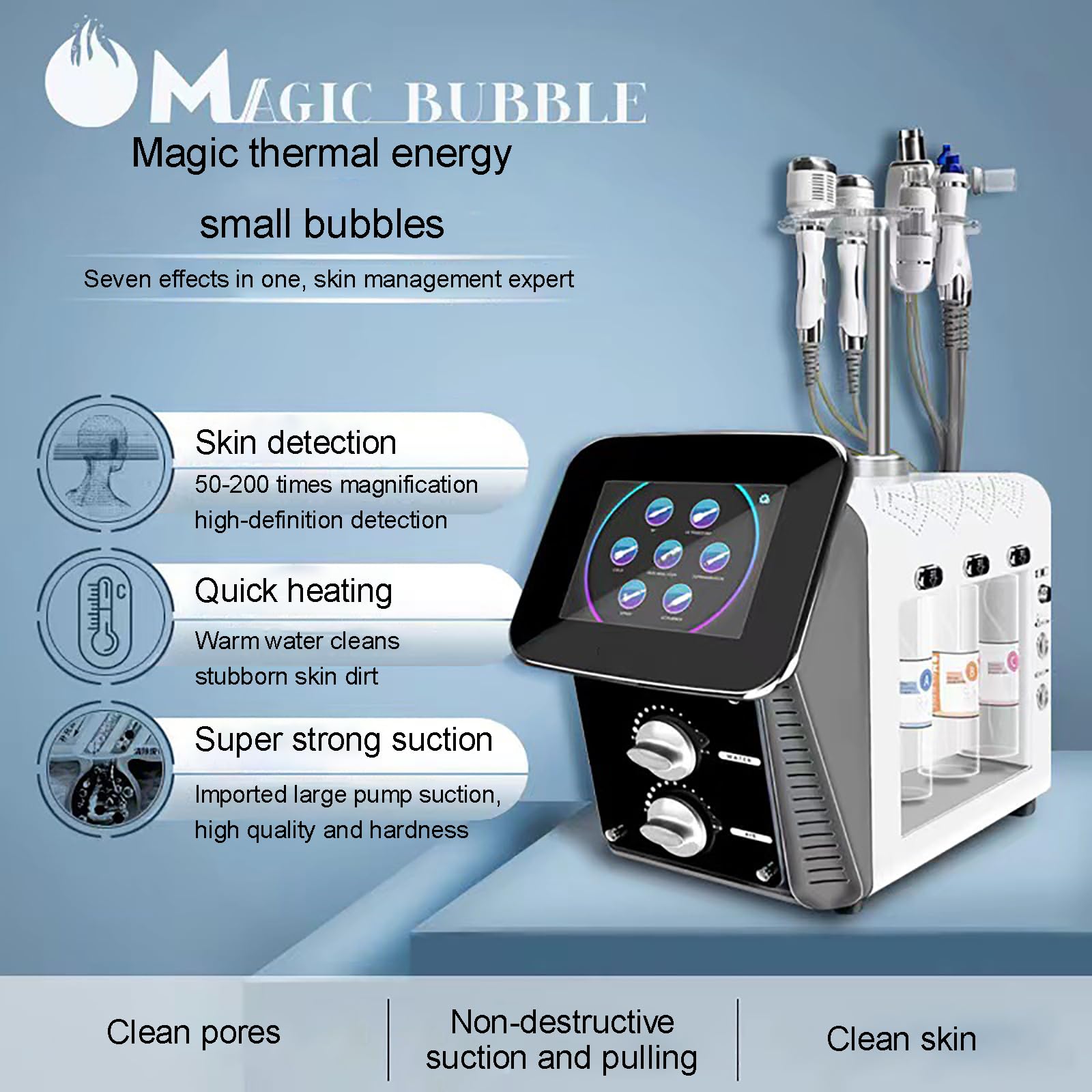 Macchina per Il Viso Hydrogen-O - Un Dispositivo Multifunzionale per la Cura del Viso 7 in 1, Strumenti antietà per rassodare la Pelle, Strumenti per la Cura della Pelle rassodante